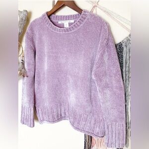 Max Studio Chenille Knit Lilac Purple Crew Neck Sweater